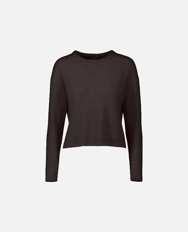 Rundhals Pullover aus Cashmere-Mischung in Braun