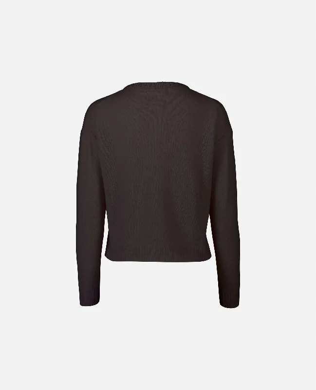 Rundhals Pullover aus Cashmere-Mischung in Braun