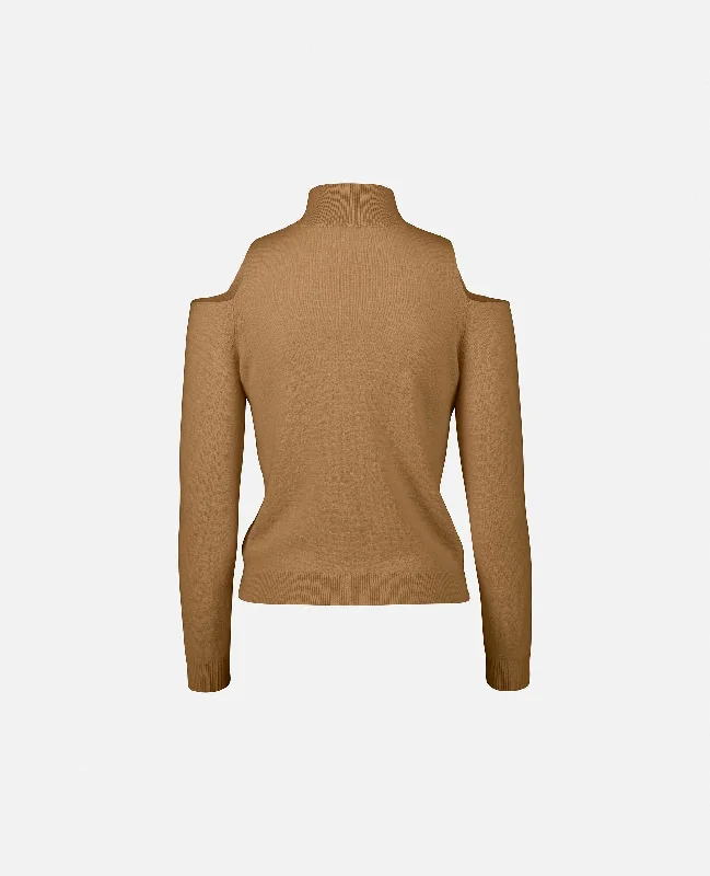 Stehkragen Pullover aus Cashmere-Mischung in Beige