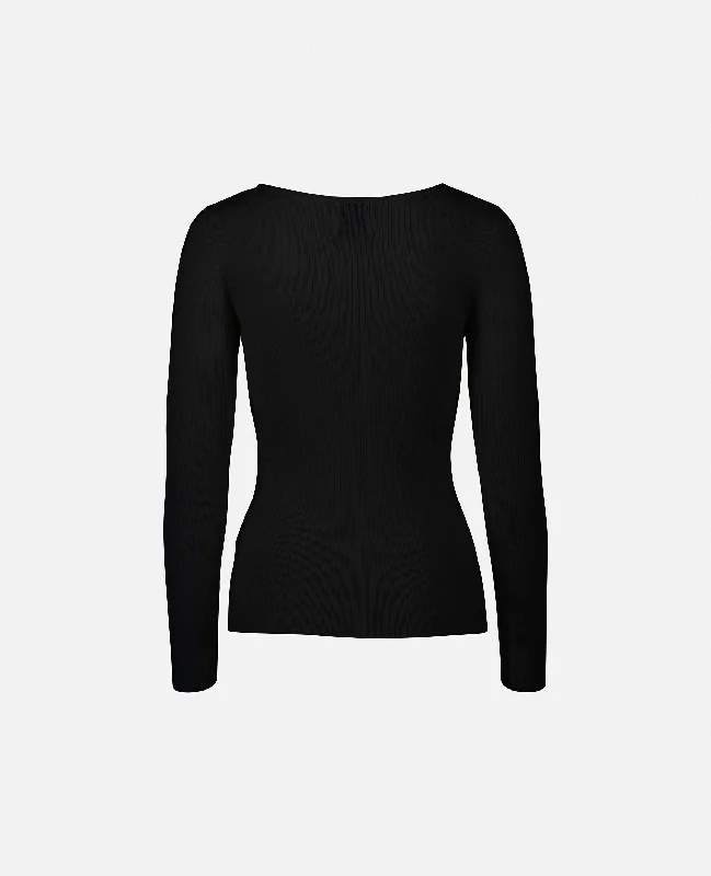 Rundhals Pullover aus Wolle in Braun