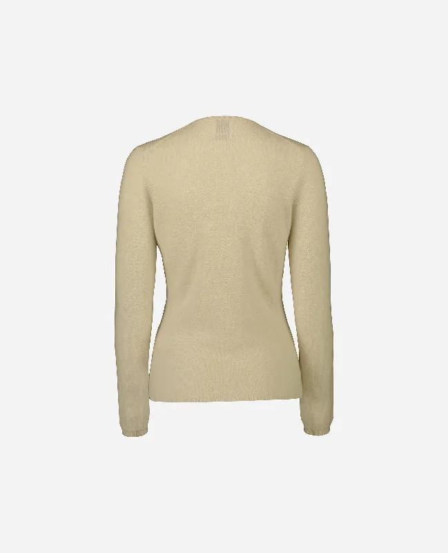 V-Pullover aus Cashmere in Beige