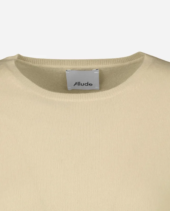 Rundhals Pullover aus Cashmere in Beige