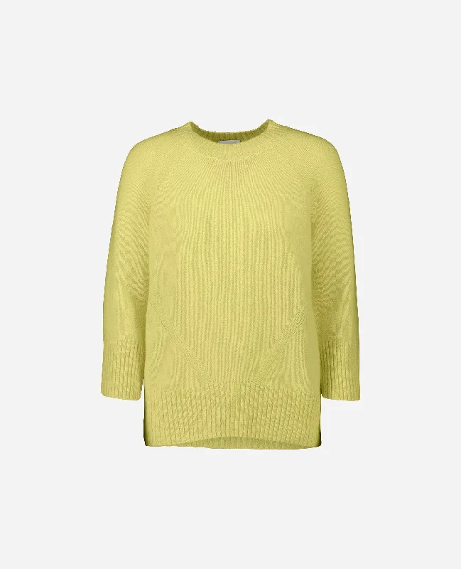 Rundhals Pullover aus Cashmere in Gelb