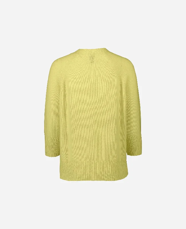 Rundhals Pullover aus Cashmere in Gelb