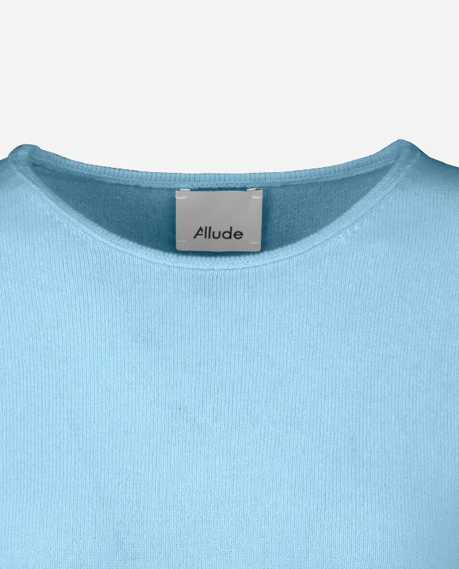 Rundhals Pullover aus Cashmere-Mischung in Blau