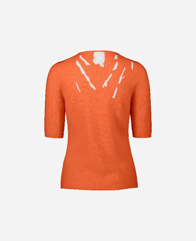 Rundhals Pullover aus Cashmere-Mischung in Orange