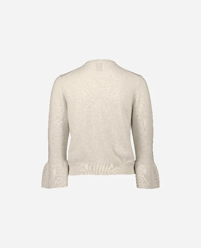 Rundhals Pullover aus Cashmere-Mischung in Creme