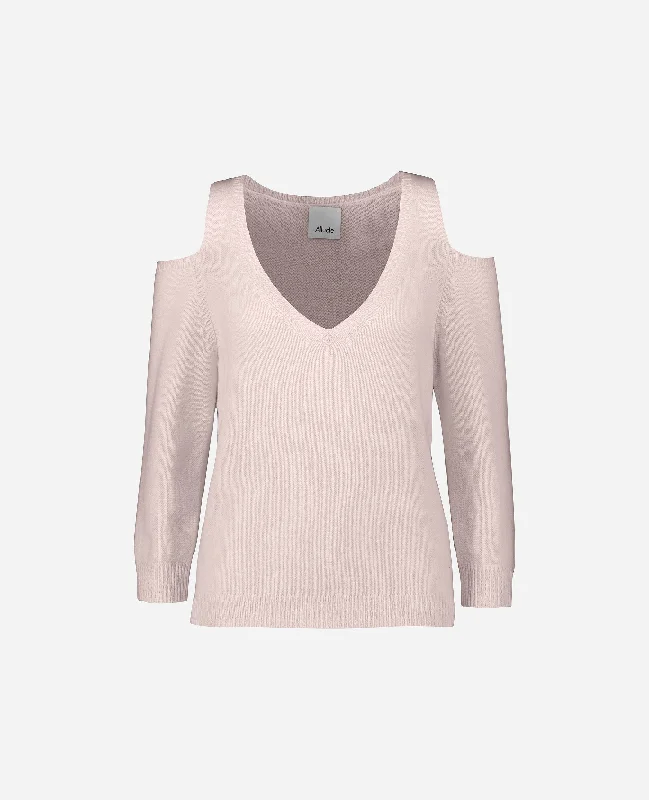 V-Pullover aus Cashmere-Mischung in Rose