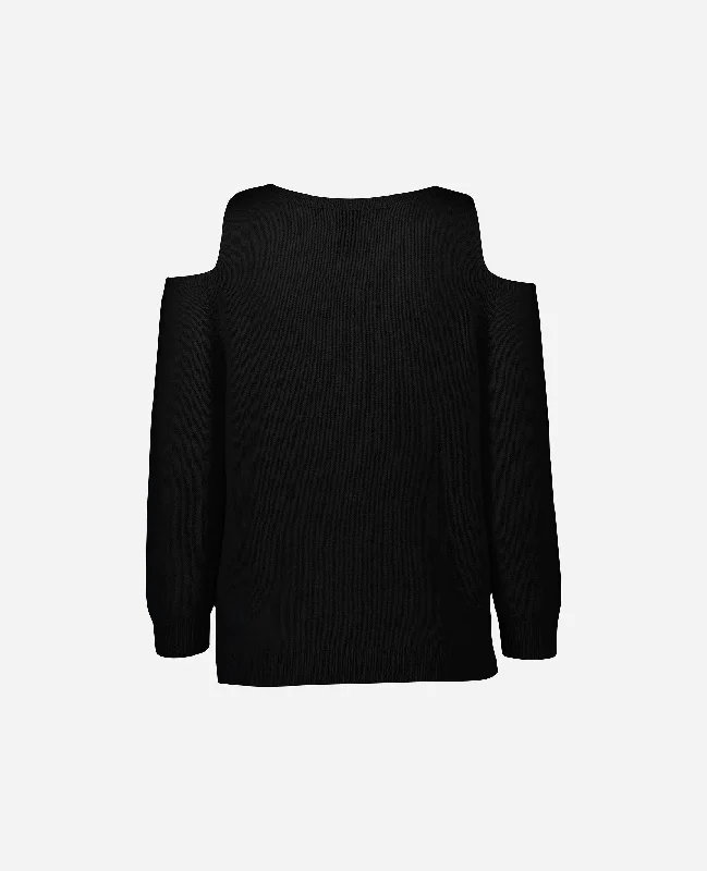 V-Pullover aus Cashmere-Mischung in Schwarz