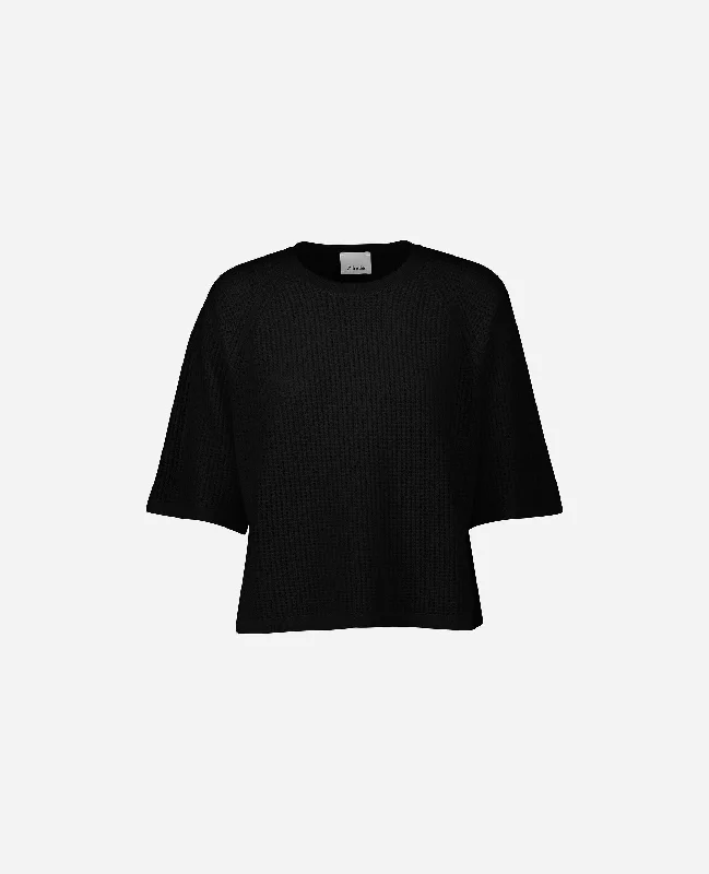 Rundhals Pullover aus Cashmere-Mischung in Schwarz