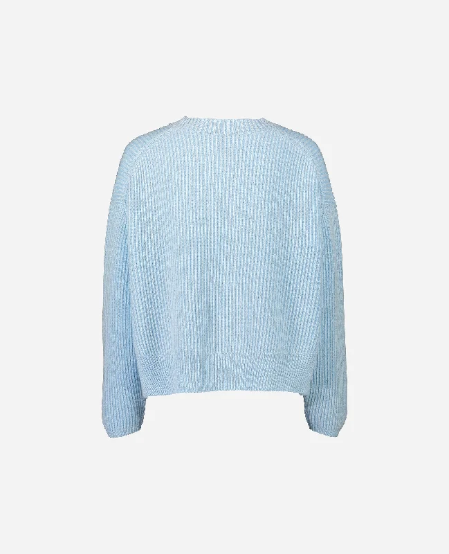 Rundhals Pullover aus Cashmere-Mischung in Weiß