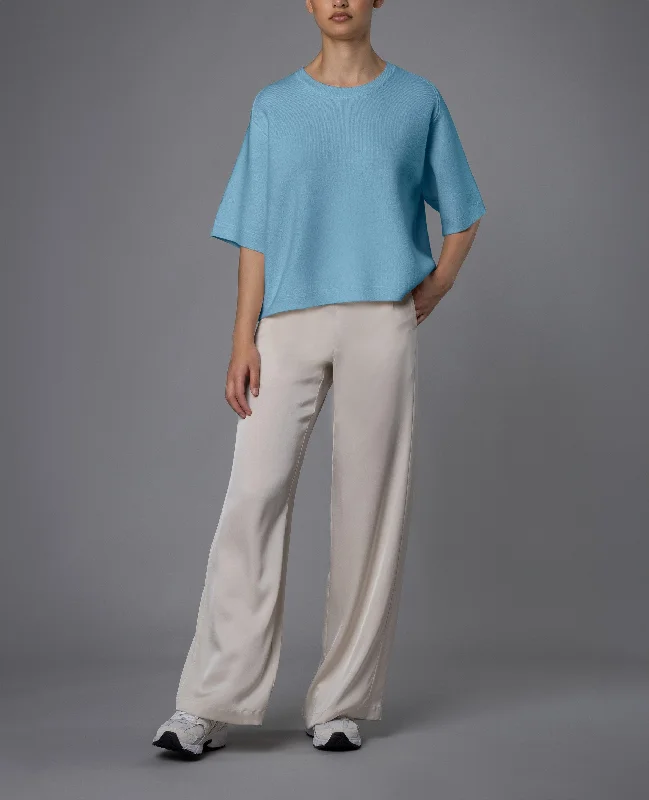 Rundhals Pullover aus Cashmere-Mischung in Blau