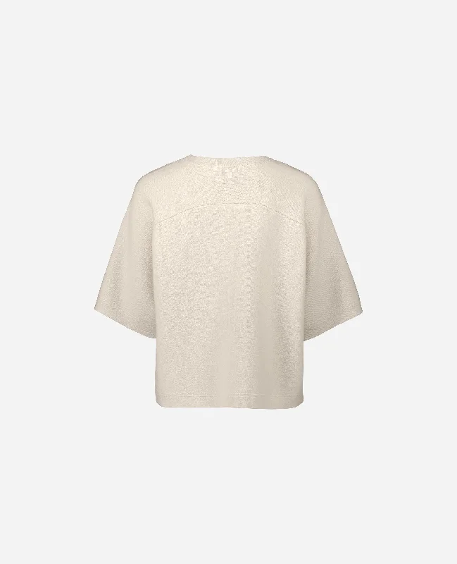 Rundhals Pullover aus Cashmere-Mischung in Creme