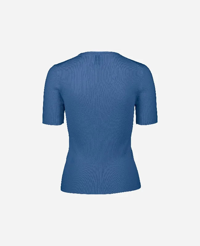 Rundhals Pullover aus Wolle in Blau