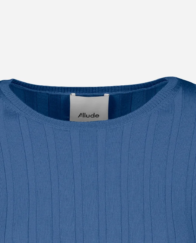 Rundhals Pullover aus Wolle in Blau