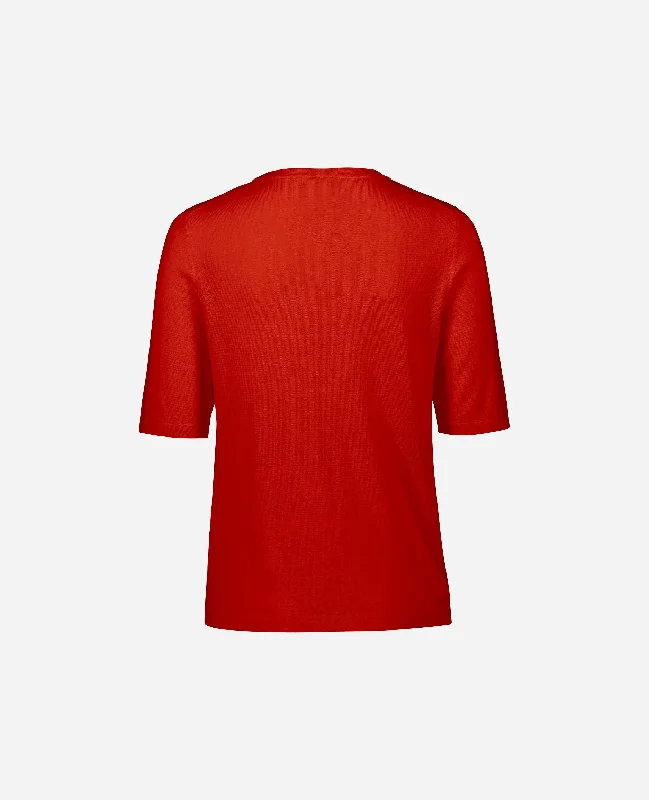 Rundhals Pullover aus Wolle in Rot