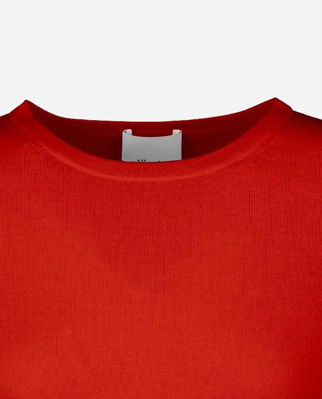 Rundhals Pullover aus Wolle in Rot