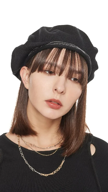 Knitted Beret With Rolled Hem