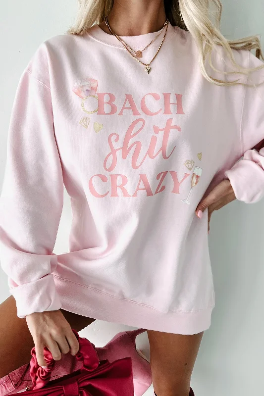 ""Bach Shit Crazy"" Graphic Crewneck (Light Pink) - Print On Demand