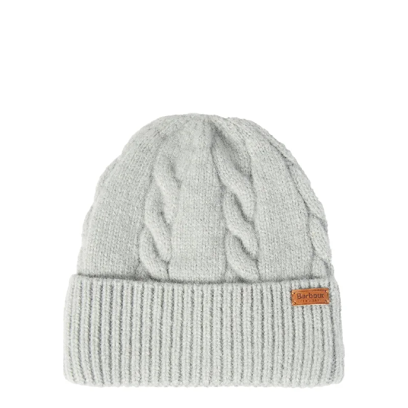 Barbour Womens Meadow Cable Knit Beanie Light Grey