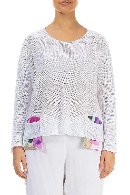 Blossom Pockets White Linen Jumper