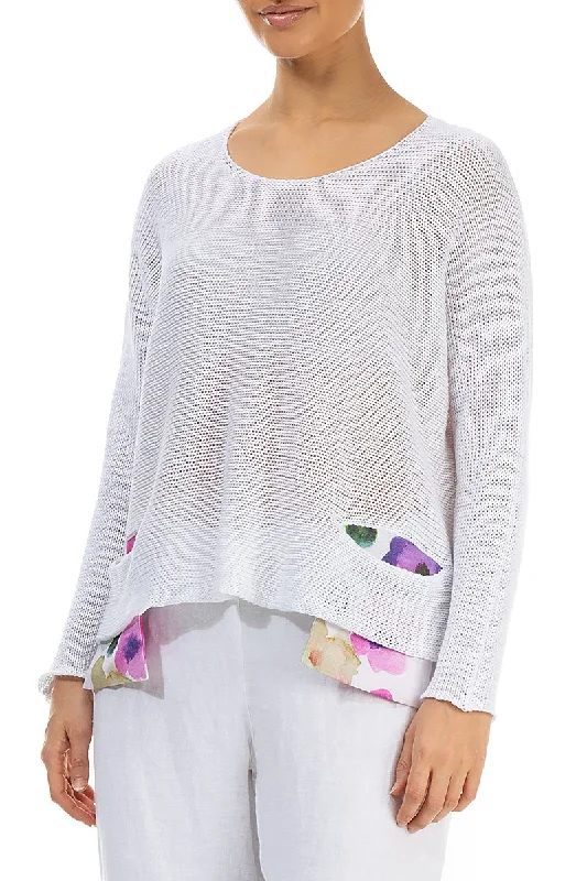 Blossom Pockets White Linen Jumper