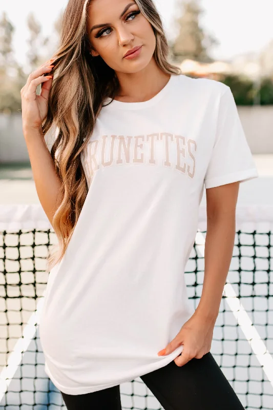 ""Brunettes"" Graphic - Multiple Shirt Options (White/Taupe) - Print On Demand