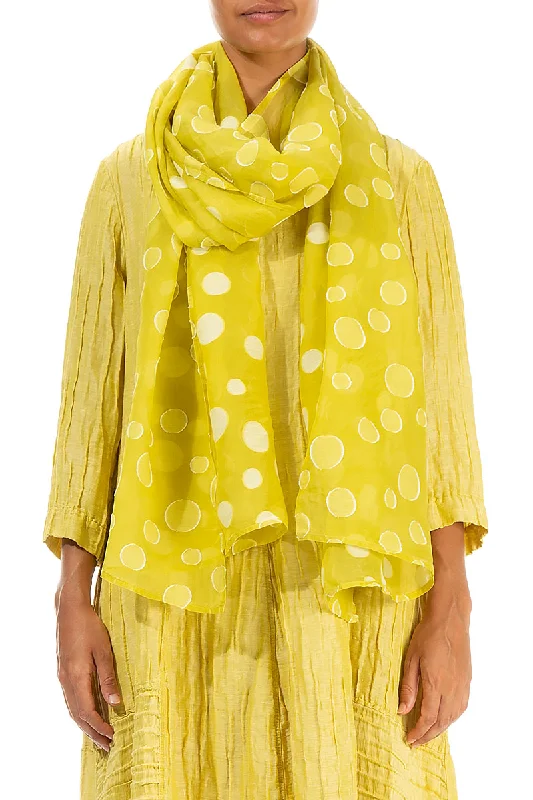 Cyber Lime Bubbles Silk Scarf