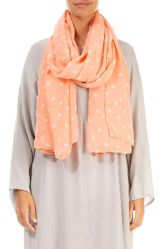 Dotty Light Coral Silk Scarf