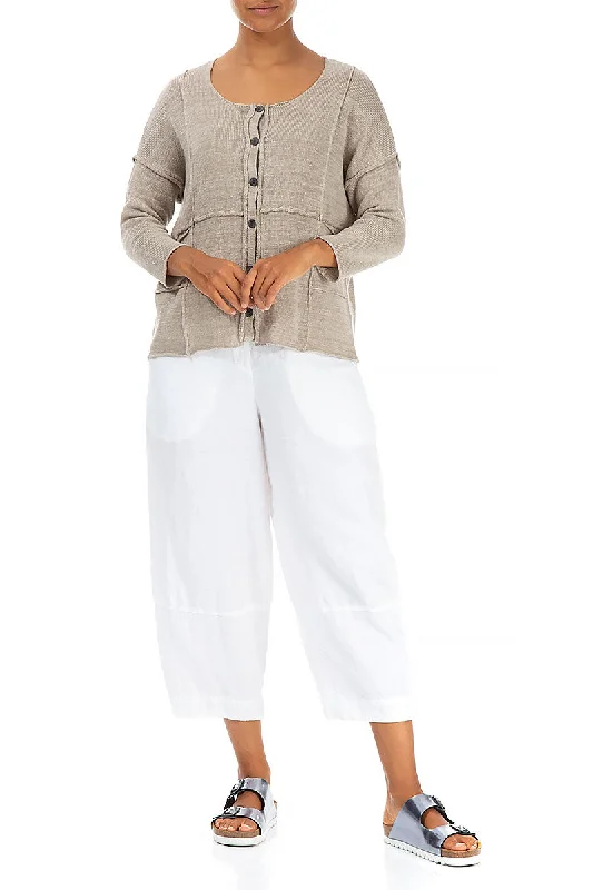 Exposed Seam Natural Linen Cardigan