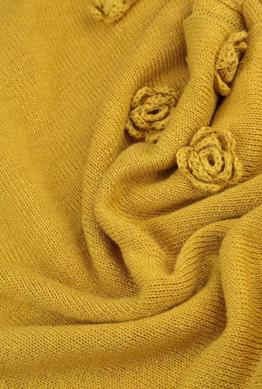 Flowers Decorated Honey Linen Jumper