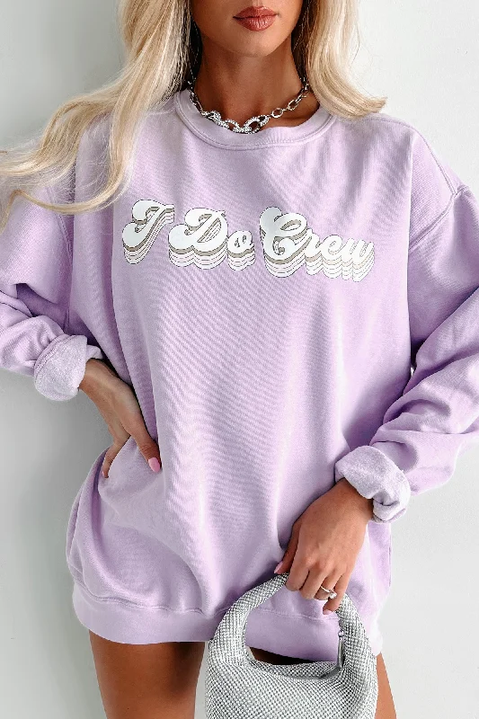 ""I Do Crew"" Metallic Graphic Crewneck (Orchid) - Print On Demand