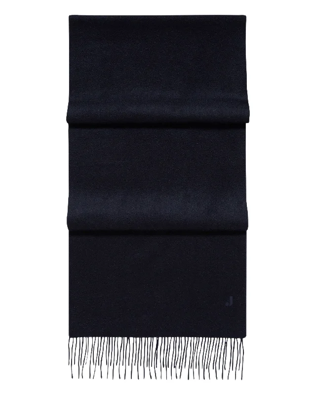 The Jockey Club Woven Cashmere Scarf Navy Blue