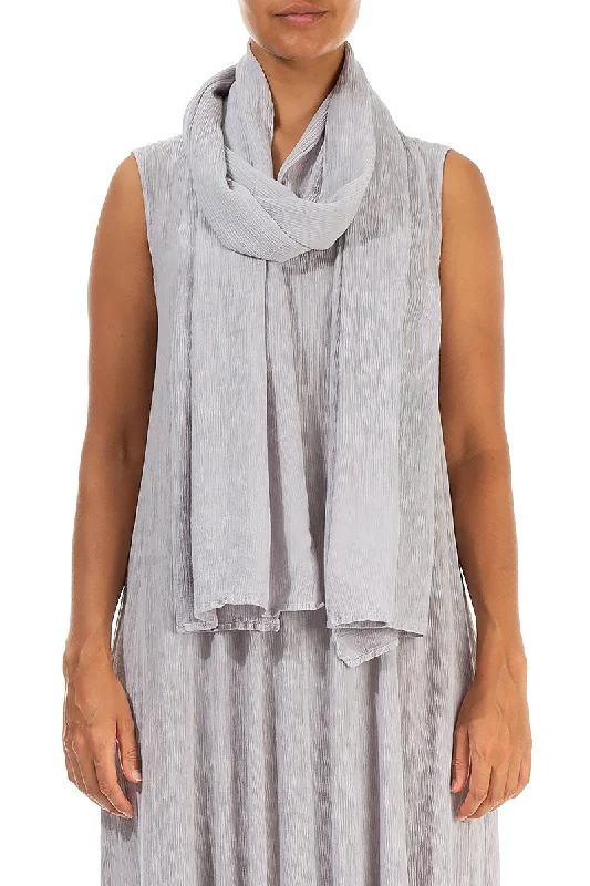 Lilac Grey Crinkled Silk Viscose Scarf