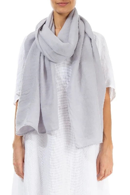 Lilac Grey Soft Gauze Linen Scarf