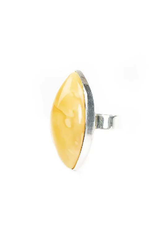 Marquise Yellow Amber Ring