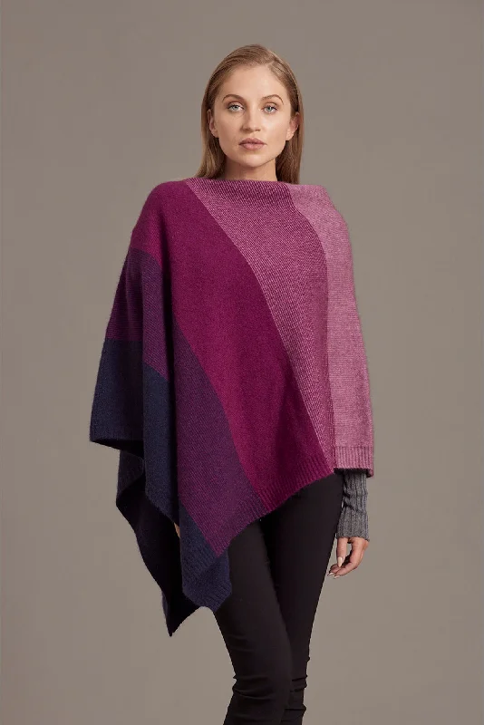 McDonald - Ombre Poncho in Merino Wool and Possum Fur