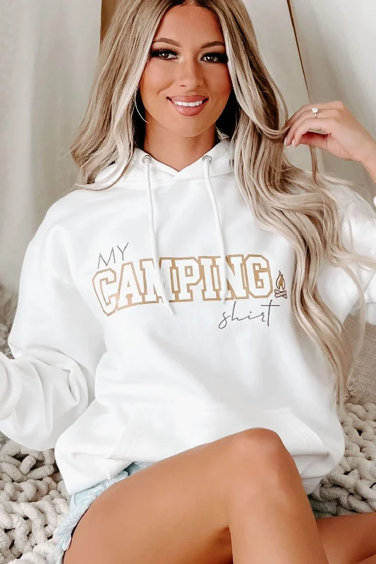 ""My Camping Shirt"" Metallic Graphic - Multiple Shirt Options (White) - Print On Demand