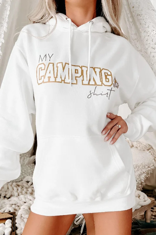 ""My Camping Shirt"" Metallic Graphic - Multiple Shirt Options (White) - Print On Demand