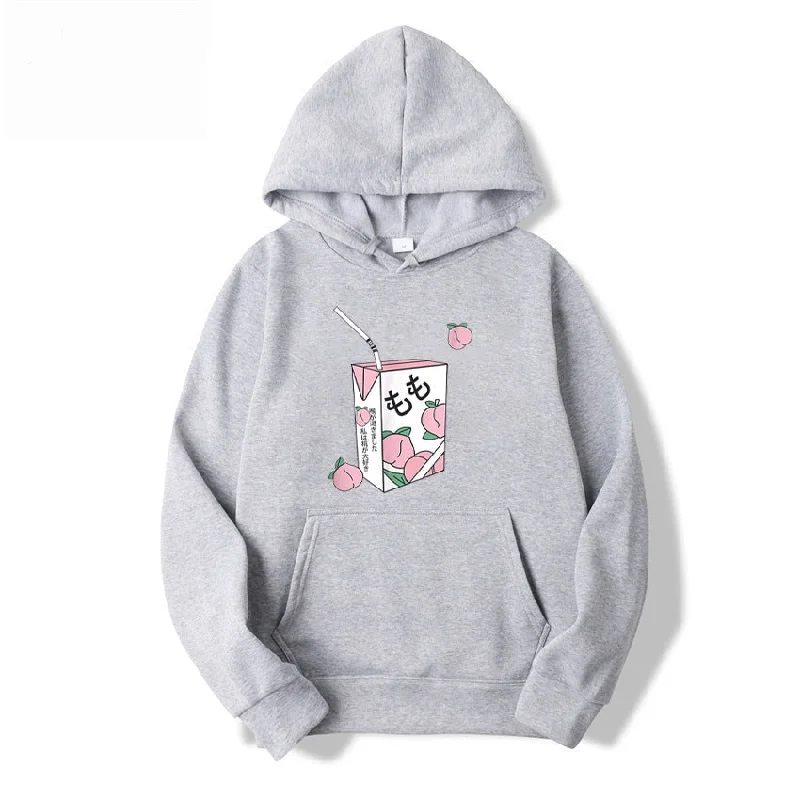 FashionSierra - Kawaii Peach Juice Casual Pink Hoodies