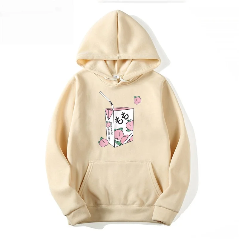 FashionSierra - Kawaii Peach Juice Casual Pink Hoodies