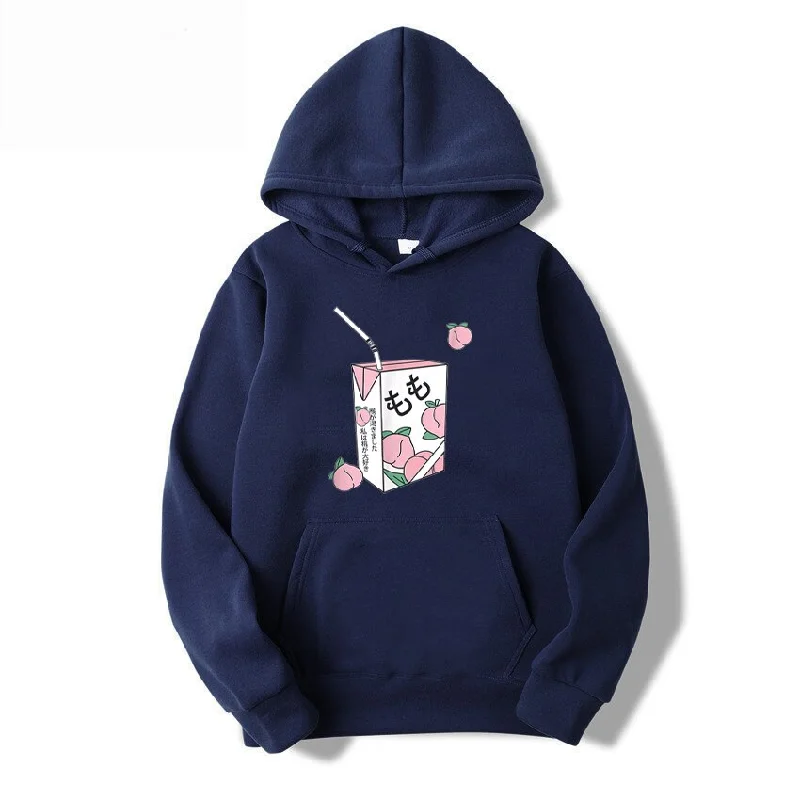 FashionSierra - Kawaii Peach Juice Casual Pink Hoodies