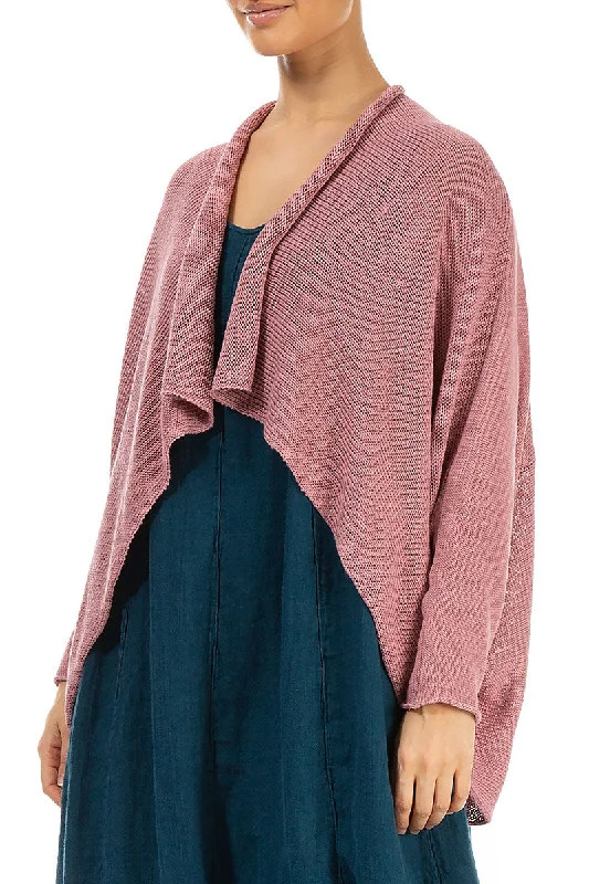 Open Longer Back Rose Linen Cardigan