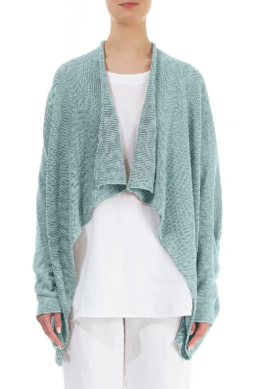 Open Longer Back Sky Blue Linen Cardigan