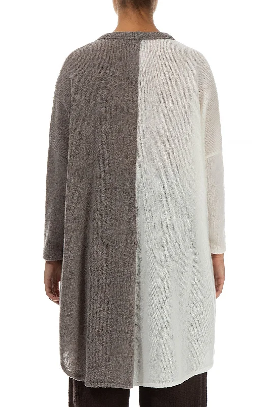 Oversized Dual White Beige Wool Sweater