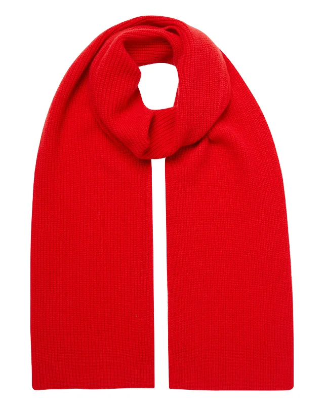 Unisex Ribbed Cashmere Scarf Red