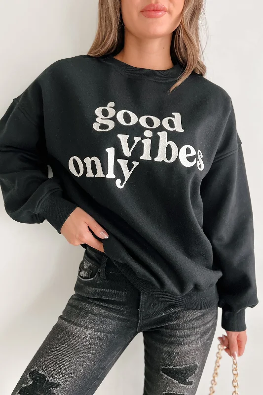 Sunshine State Of Mind Oversized Embroidered Sweatshirt (Black)