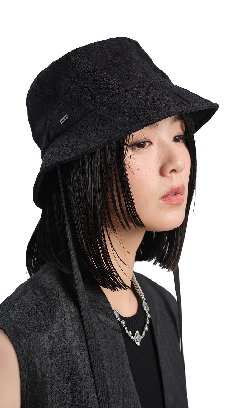 Textured UFO Bucket Hat with Strap