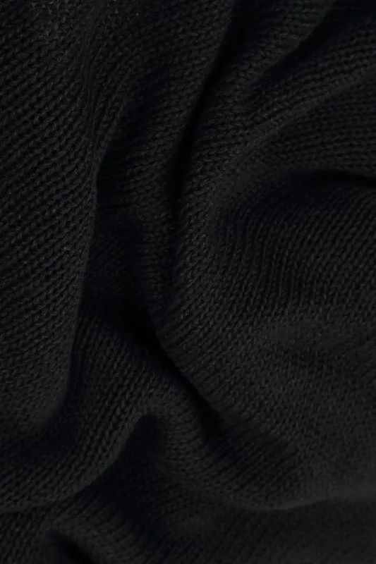 Two Pockets Black Linen Jumper