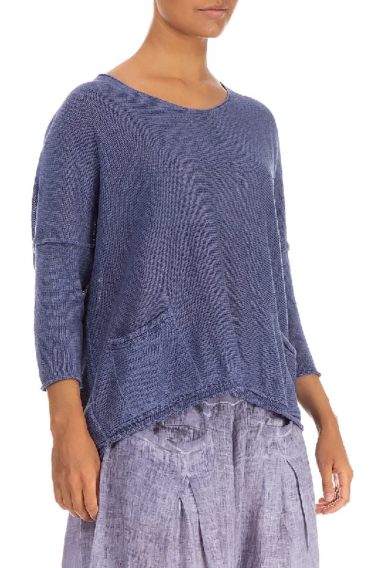 Two Pockets Violet Linen Jumper